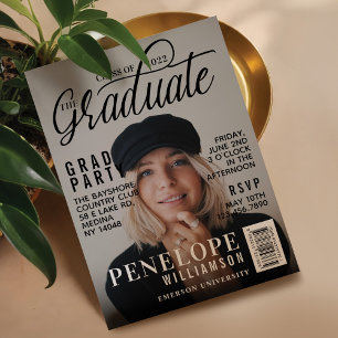 Graduate Stylish Magazine Cover Photo Grad Party Invitation