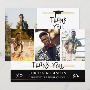 Graduate Thank You   Gold Lines   Editable Colour Invitation
