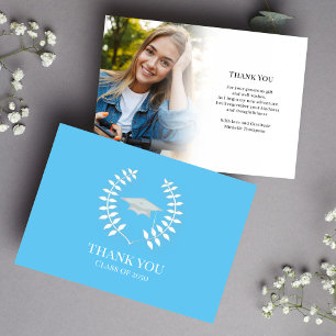 Graduate Thank You Modern Photo Carolina Blue Card