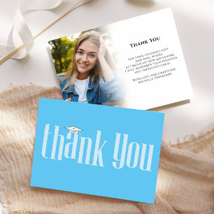 Graduate Thank You Modern Photo Carolina Blue Card