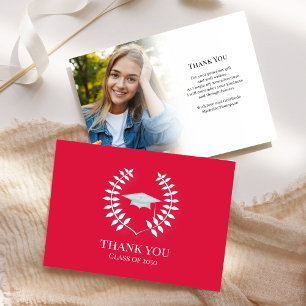 Graduate Thank You Photo Crimson Red Classic Card