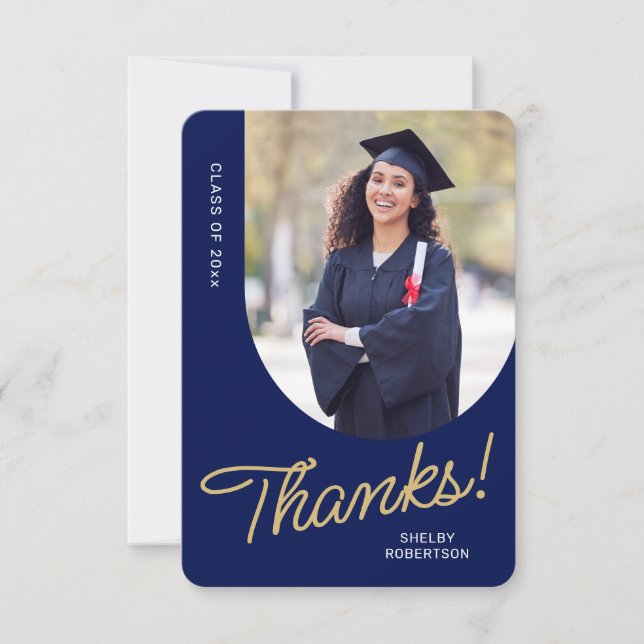 Graduate Thank You Script Arch Photo Card (Front)