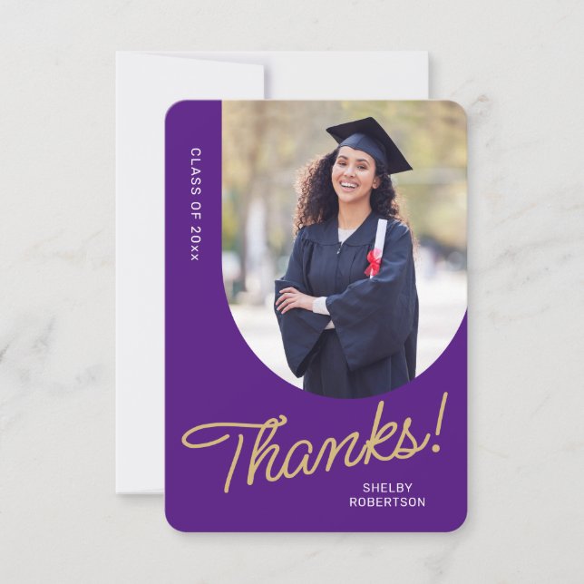 Graduate Thank You Script Arch Photo Card (Front)