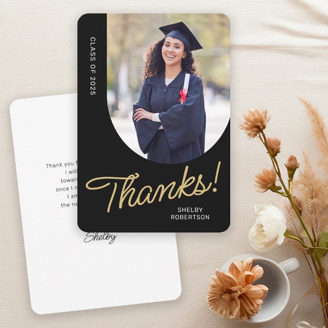 Graduate Thank You Script Arch Photo Card (Creator Uploaded)