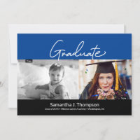Graduate Then and Now Photos blue Graduation Party