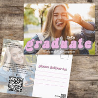 Graduate Typography Photo QR Code Social Media
