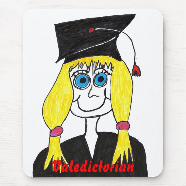 Graduate Valedictorian Cartoon Mousepad (Front)