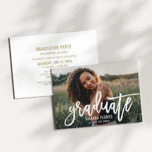 Graduate White Brush Photo Graduation Party Invitation