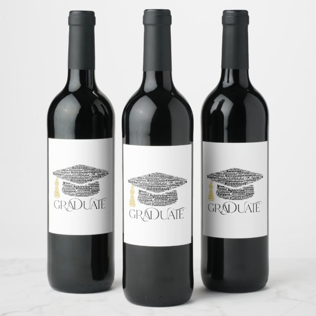 Graduate Words Graduation Party Wine Label (Bottles)