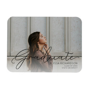 Graduate & Your Photo - Black Print Magnet v2