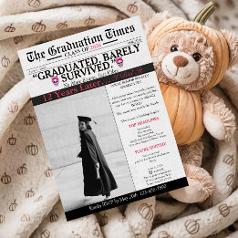 Graduated Barely Survived Funny Graduation Party Invitation