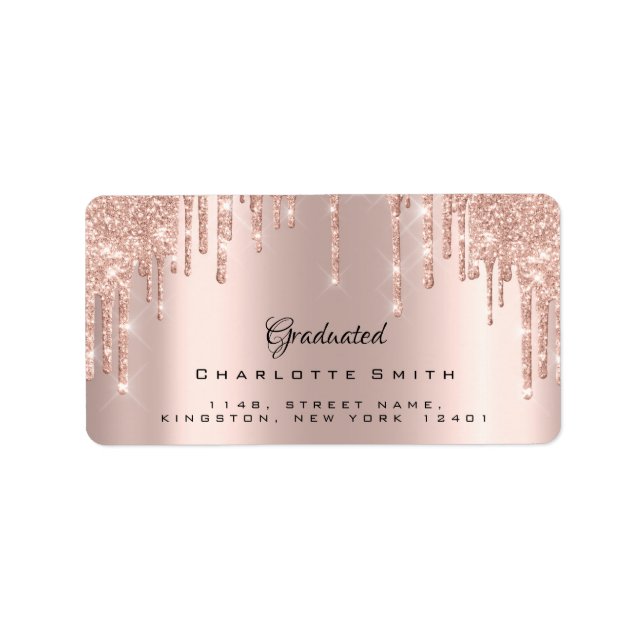 Graduated Bridal Rose Blush Sparkly Glitter RSVP Label (Front)