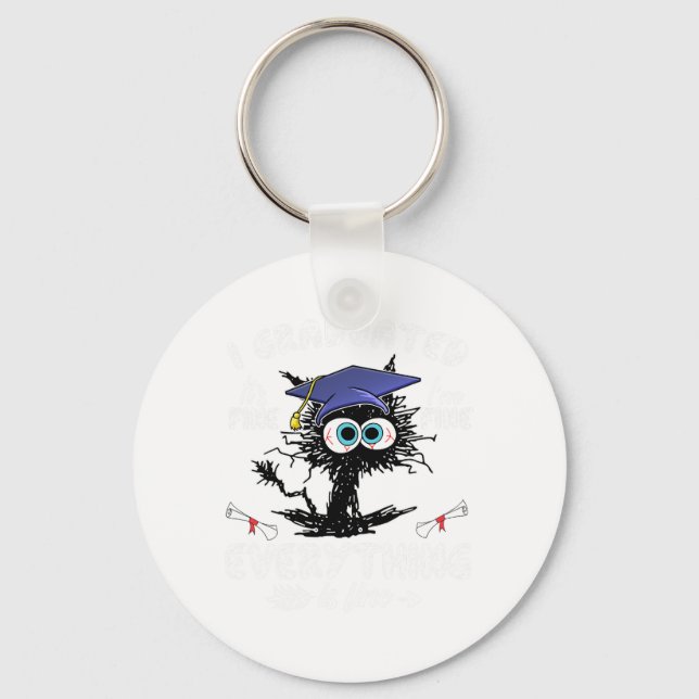 Graduated Funny Black Cat Graduation Last Day Of S Key Ring (Front)
