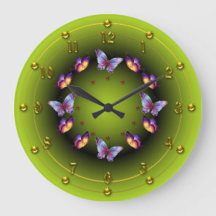 Graduated Green Butterfly ring Large Clock