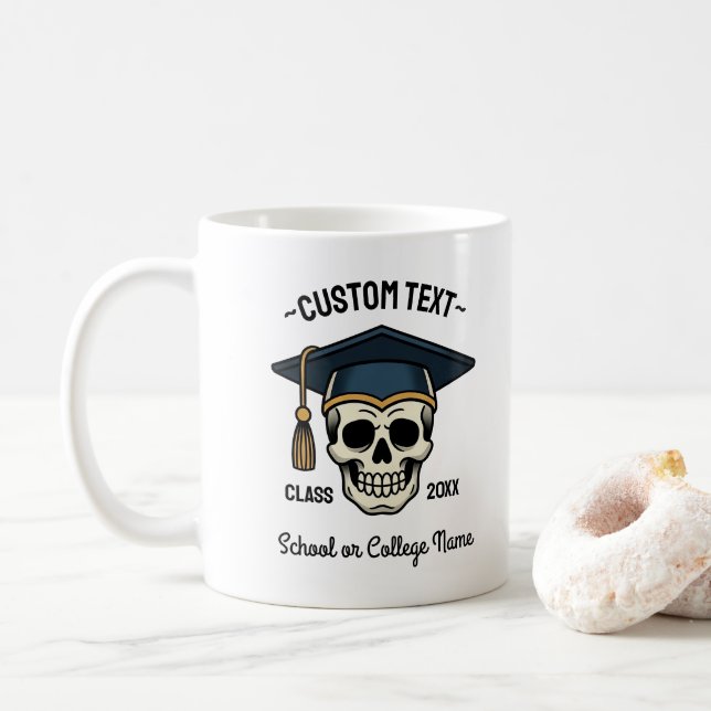 Graduated Skull Custom Name Year School Coffee Mug (With Donut)
