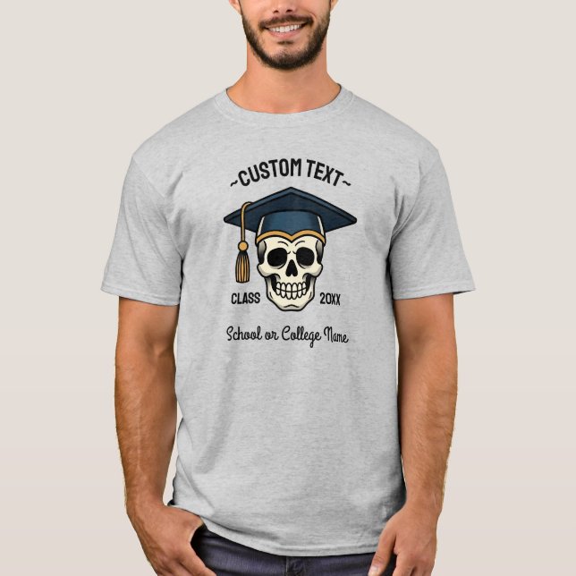 Graduated Skull Custom Name Year School T-Shirt (Front)
