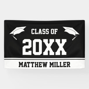 Graduating Class Black White Grads Name Graduation Banner