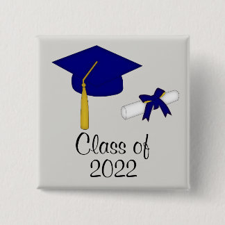 Graduating Class Blue Cap Button