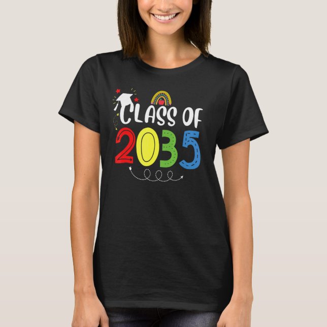 Graduating Class of 2035 Handprint Back Pre k 12th T-Shirt (Front)