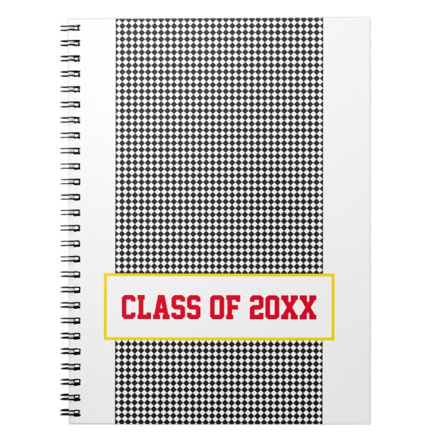 Graduating Class of School Spirit Black check  Notebook (Front)