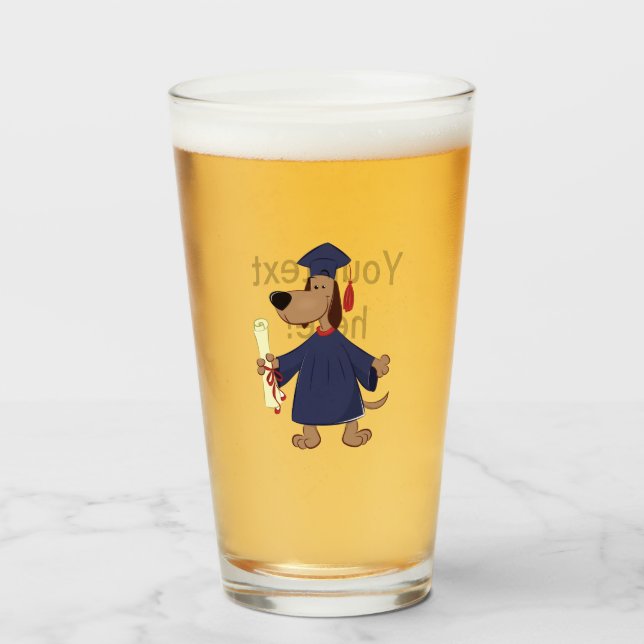 Graduating dog clipart glass (Front Filled)