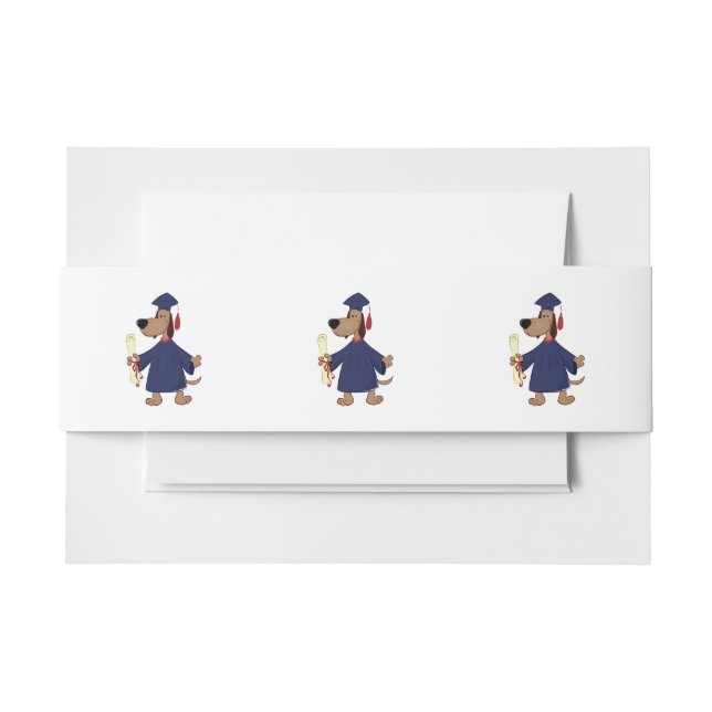 Graduating dog clipart invitation belly band (Front Example)