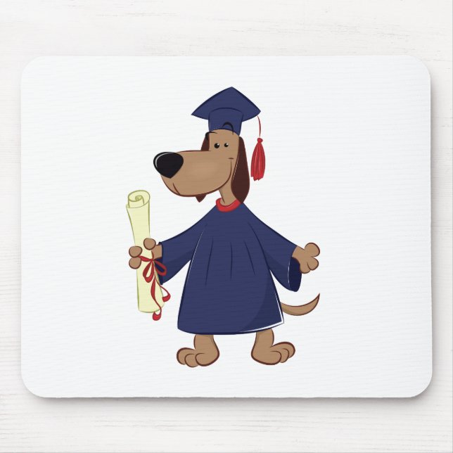 Graduating dog clipart mouse pad (Front)
