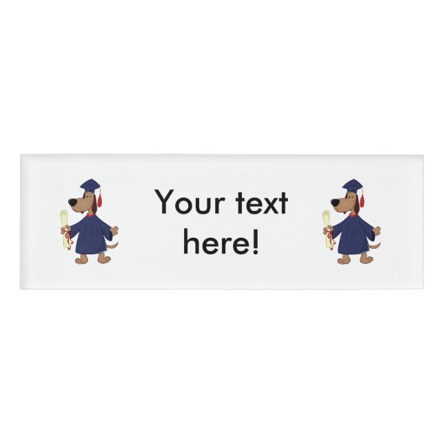 Graduating dog clipart name tag (Front)