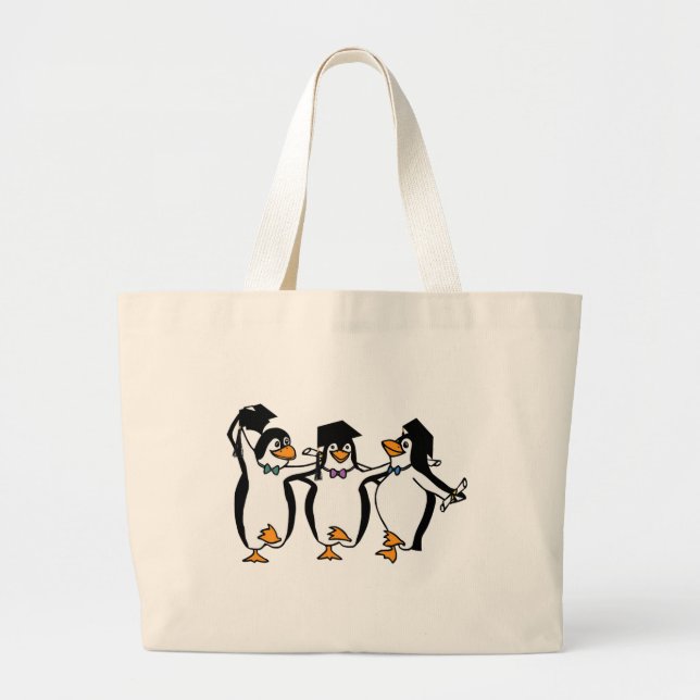 Graduating Penguins Large Tote Bag (Front)