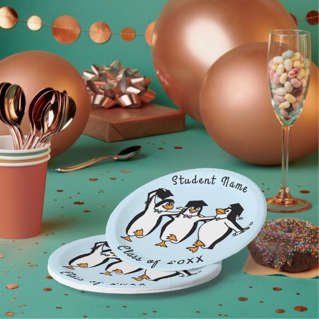 Graduating Penguins Paper Plates (Multi)