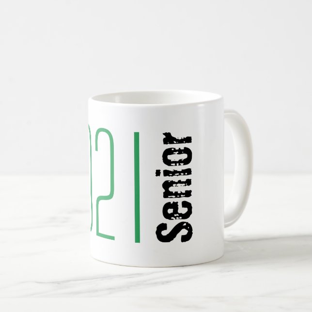Graduating Senior Green Coffee Mug Class of 2021 (Front Right)