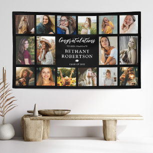 Graduation 16 Photo Collage Congratulations Banner