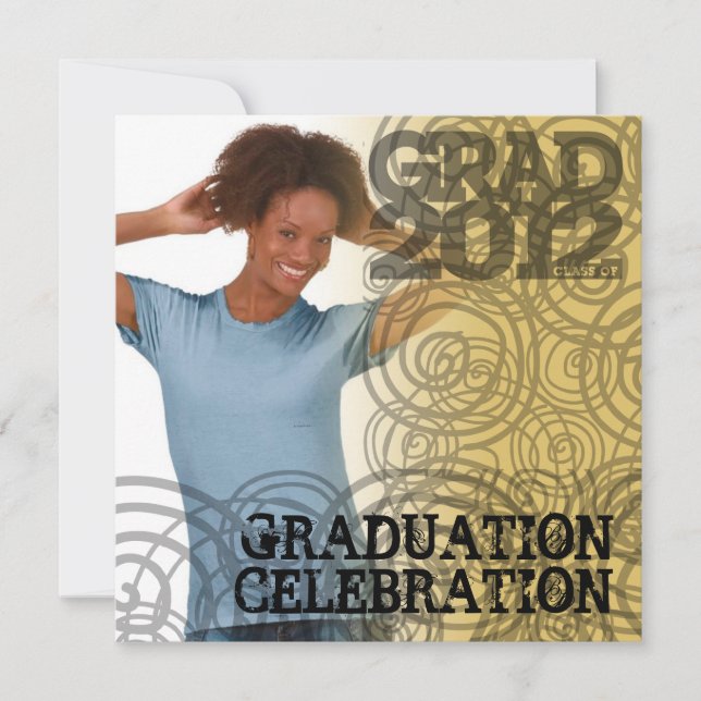 Graduation 2012 Party Invitation Twirl Gold (Front)