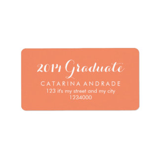 Graduation 2014 Graduate Coral Modern Calligraphy Label