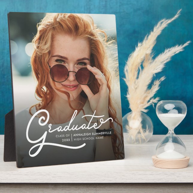 Graduation 2023 Modern Script Grad Photo Keepsake Plaque (Side)