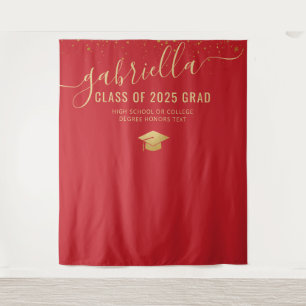 Graduation 2023 Red Photo Booth Selfie Backdrop Tapestry
