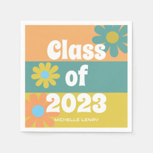 Graduation 2023 Retro Daisies Girls Personalised Napkin