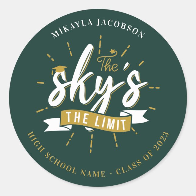 Graduation 2023 The Sky's The Limit Graduate Gag Classic Round Sticker (Front)
