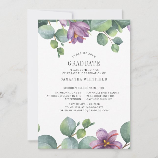 Graduation 2024 Floral Party Invitation (Front)