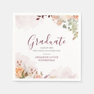Graduation 2024 Floral Watercolor Party Paper Napkin
