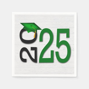 Graduation 2024 Green and Black On Wood  Napkin