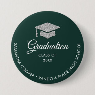 Graduation 2024 Green and White Keepsake 7.5 Cm Round Badge