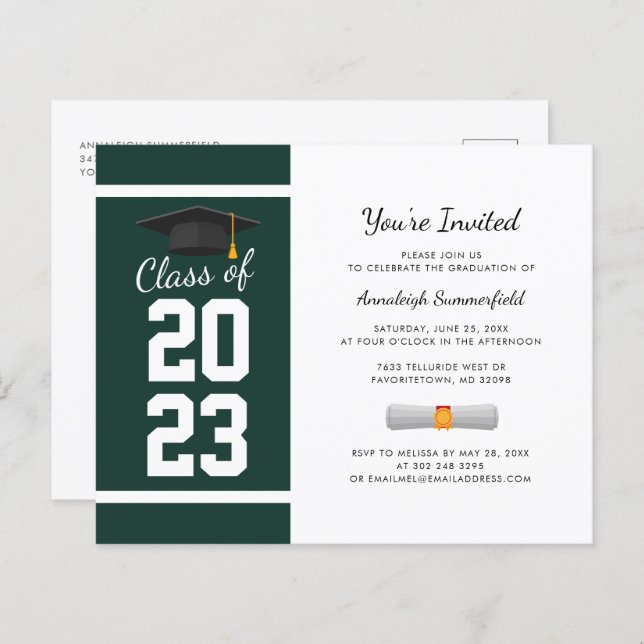 Graduation 2024 Green Grad Party Invitation (Front/Back)