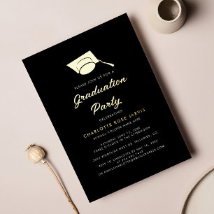 Graduation 2024 Script Black Grad Party Gold