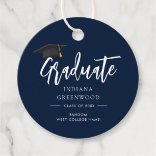 Graduation 2024 Script Navy Blue Favour Tags
