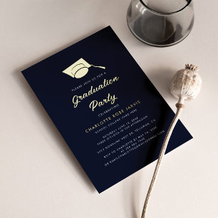 Graduation 2024 Script Navy Blue Grad Party Gold
