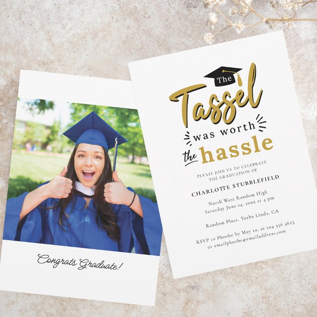 Graduation 2024 Tassel Worth Hassle Party Invitation (Graduation 2025 Tassel Worth Hassle Party Invitation)