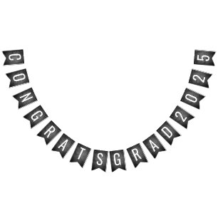 Graduation 2024 Text On Black Slate Bunting