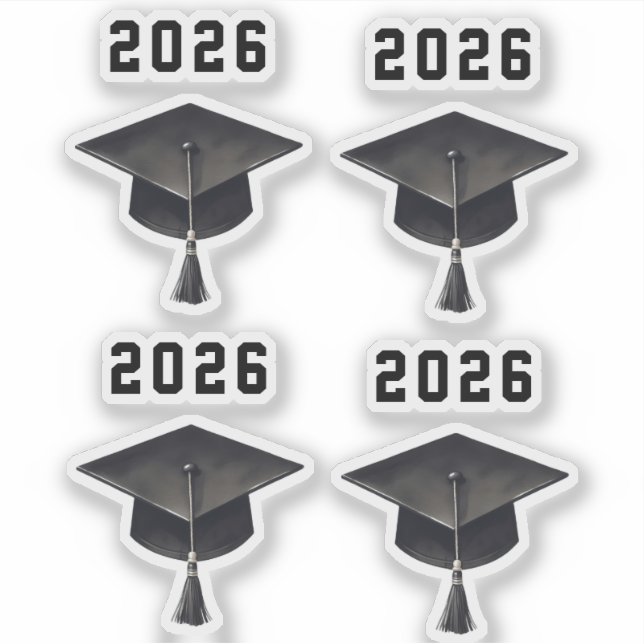 Graduation 2025 black white cap set of 4 (Front)