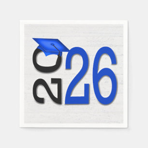 Graduation 2025 Blue and Black On Wood  Napkin